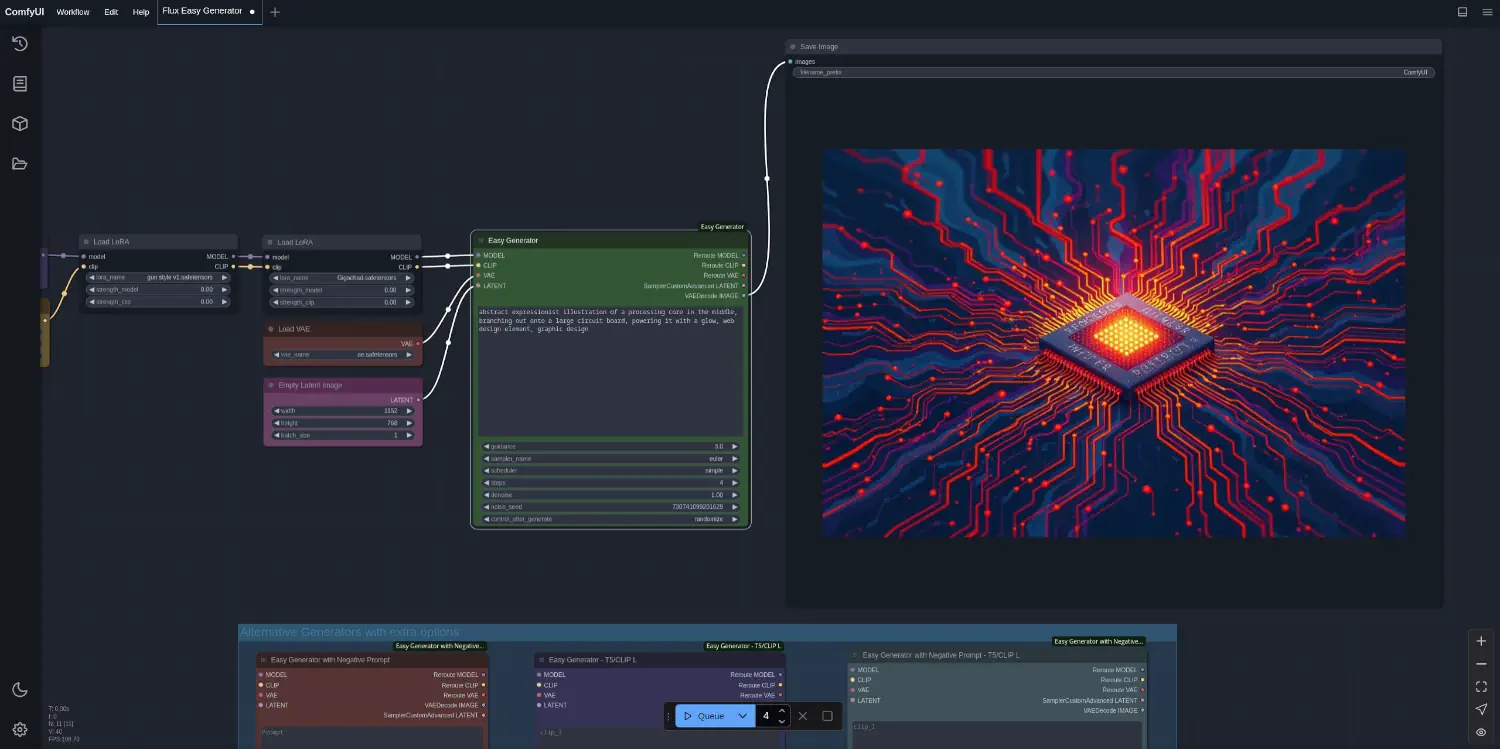 Low resolution screenshot showing ComfyUI in action
